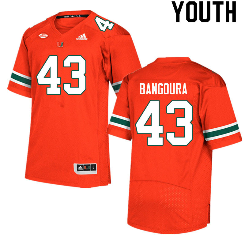 Youth #43 Souleymane Bangoura Miami Hurricanes College Football Jerseys Sale-Orange - Click Image to Close